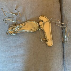Gold wrap sandals